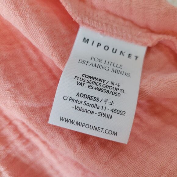 MIPOUNET Coral Alice Muslin Collared Dress Size 2T Preppy Organic Event Gauzy - Picture 7 of 9